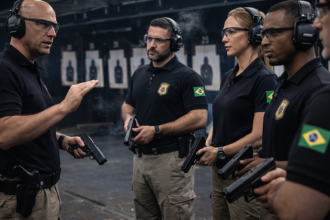 Ernesto Kenji Igarashi explica o processo de habilitação em armas na segurança institucional.